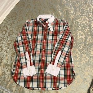 JCrew Classic-fit cotton poplin shirt in Snowy Stewart Tartan. Size 0.